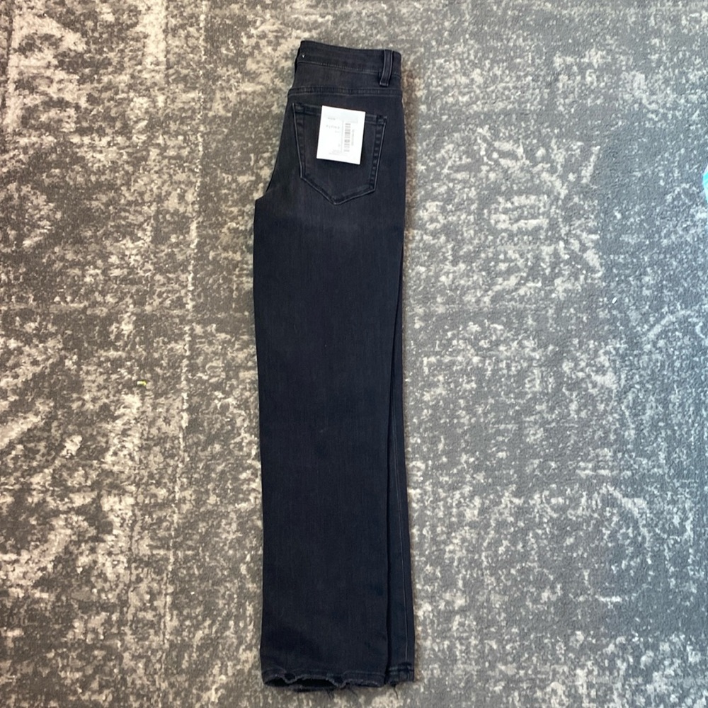 NWT Flying Monkey Vintage Black Crop Ankle Straight Button Fly Jeans Sz26